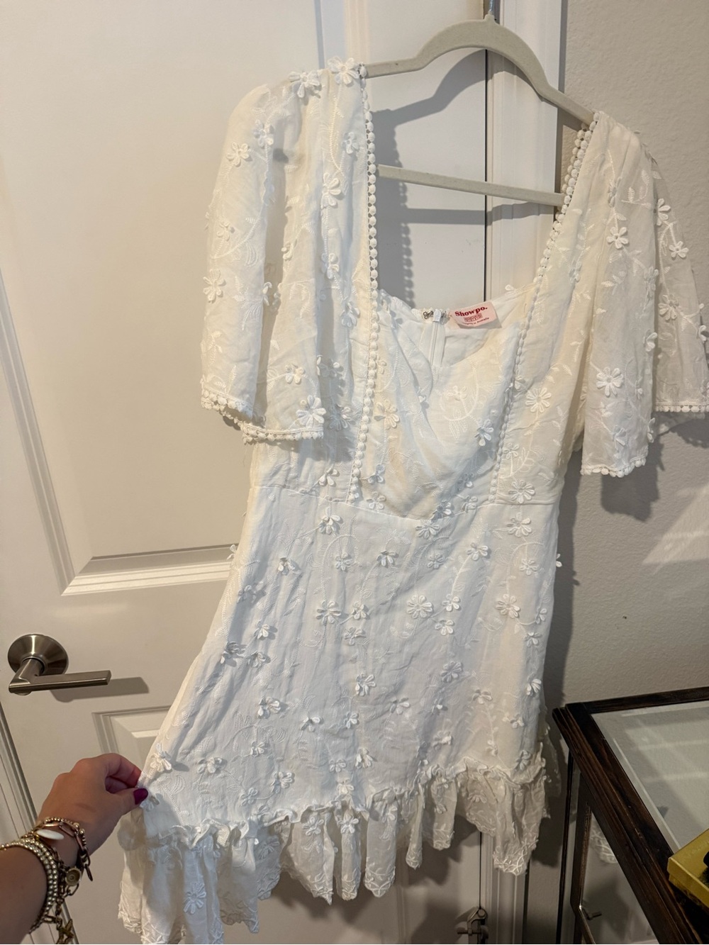 Showpo White Embroidered Mini Dress - Picture 3 of 6